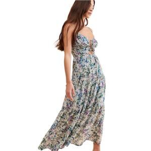 ASTR the Label Brandy Cinched Front Cut Out Maxi Dress Wedding Floral NWT Large